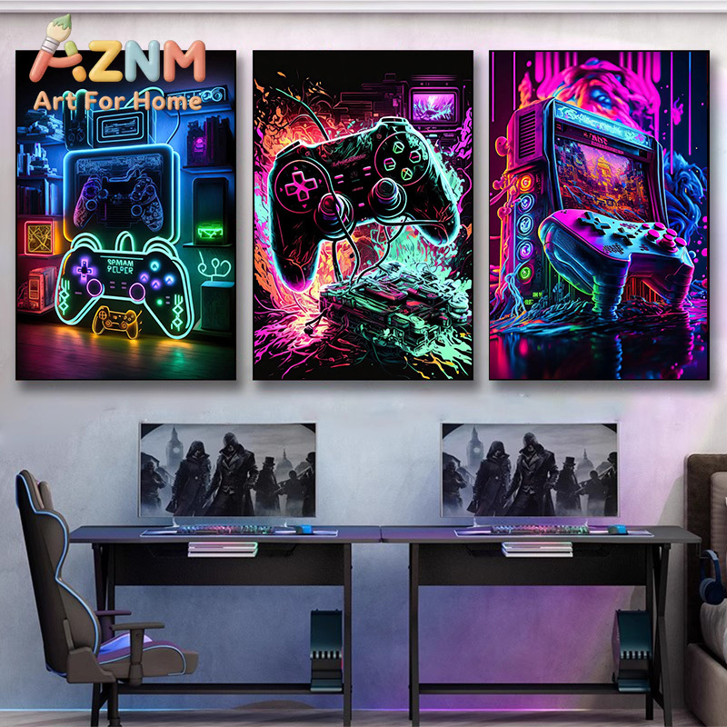 모던 네온 팝 쿨 게이밍 벽 장식 포스터, 화려한 게이 - Esports Gaming Room 리뷰 및 가격