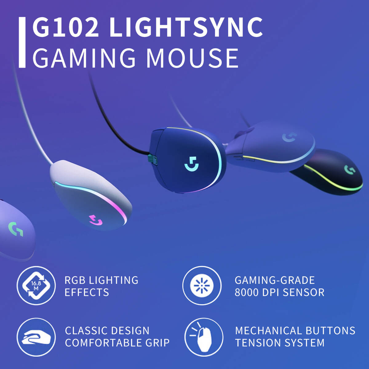 로지텍 G102 프로디지 게이밍 마우스, 무선 신호 간 - Esports Gaming Competition 리뷰 및 가격